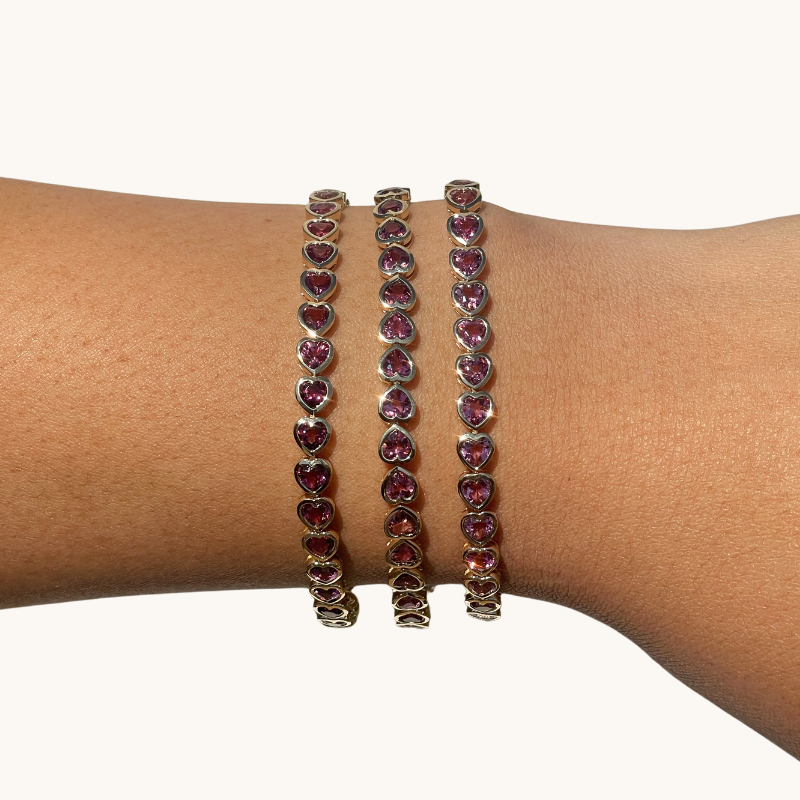 Pink Heart Tennis Bracelet