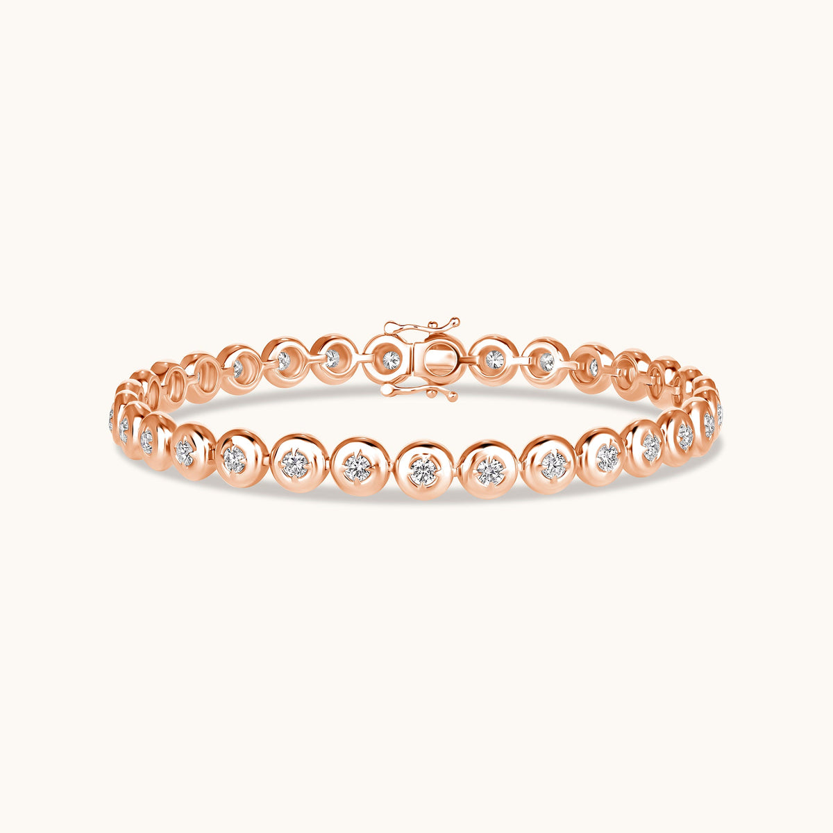 Round Lab Diamond Bubble Bezel Tennis Bracelet
