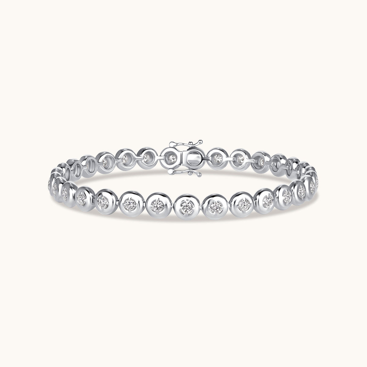Round Lab Diamond Bubble Bezel Tennis Bracelet