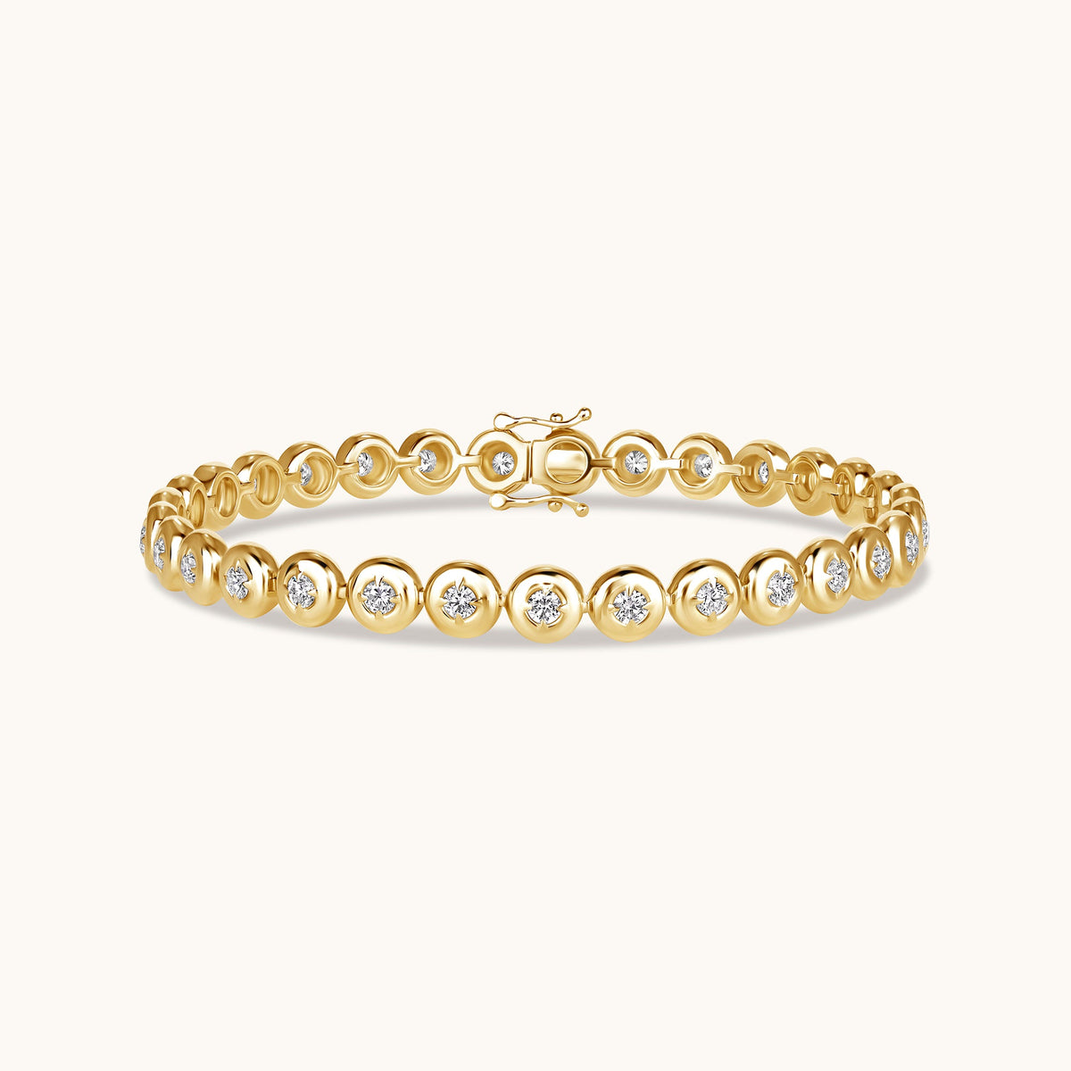 Round Lab Diamond Bubble Bezel Tennis Bracelet