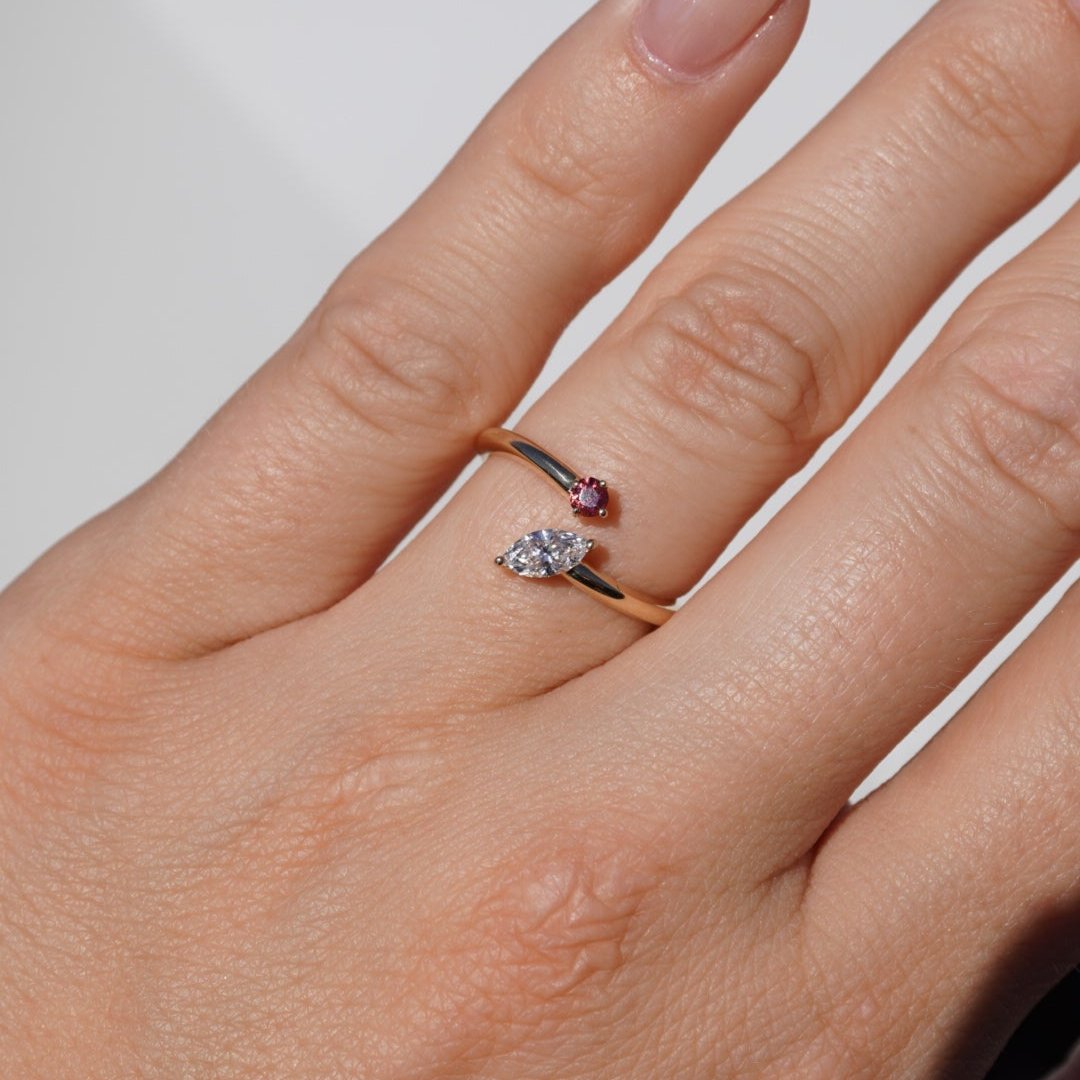 Lab Diamond and Birthstone Open Band