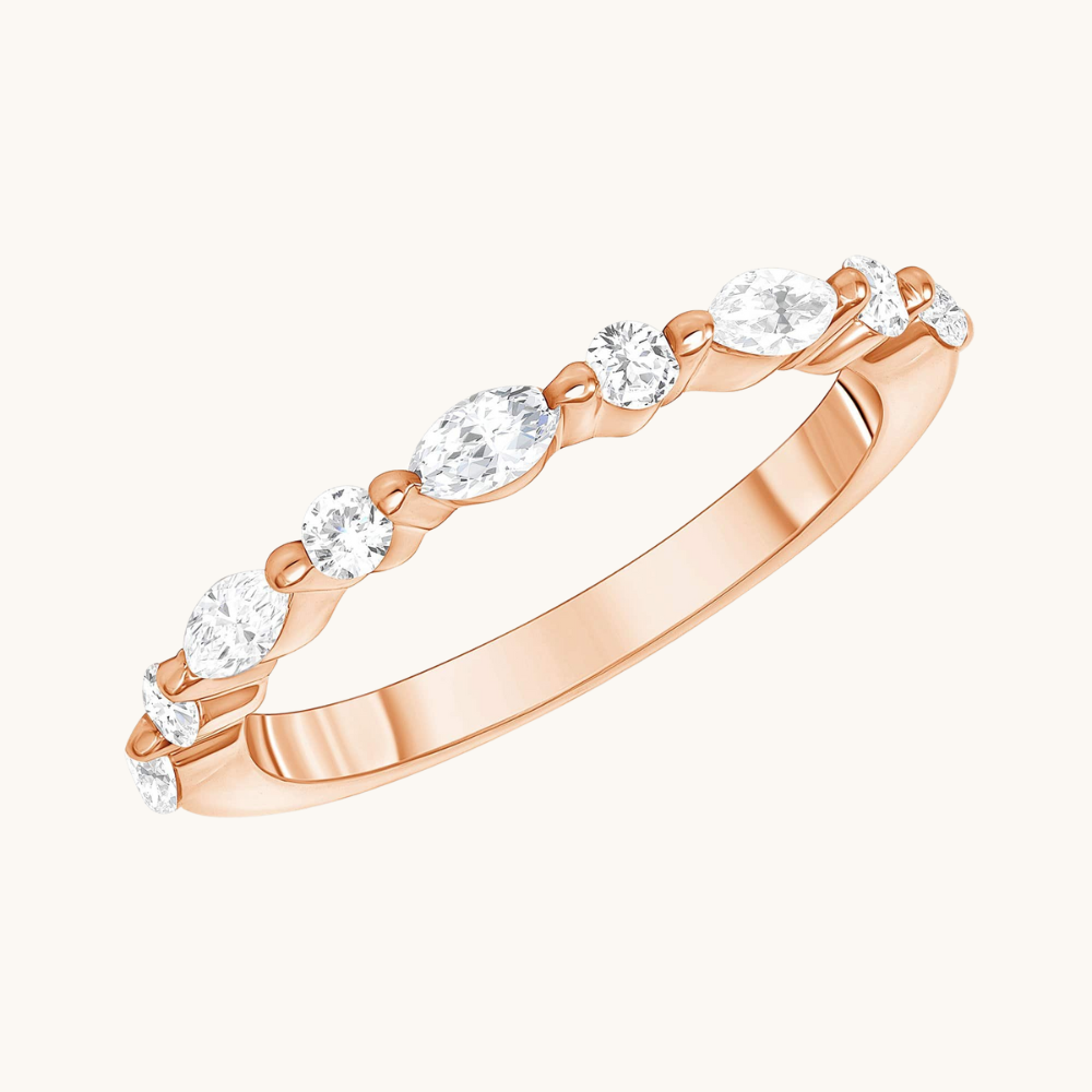 Round + Marquise Diamond Shared Prong Band - Happy Jewelers Fine Jewelry Lifetime Warranty