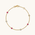 Ruby Alternating Diamond Bezel Bracelet