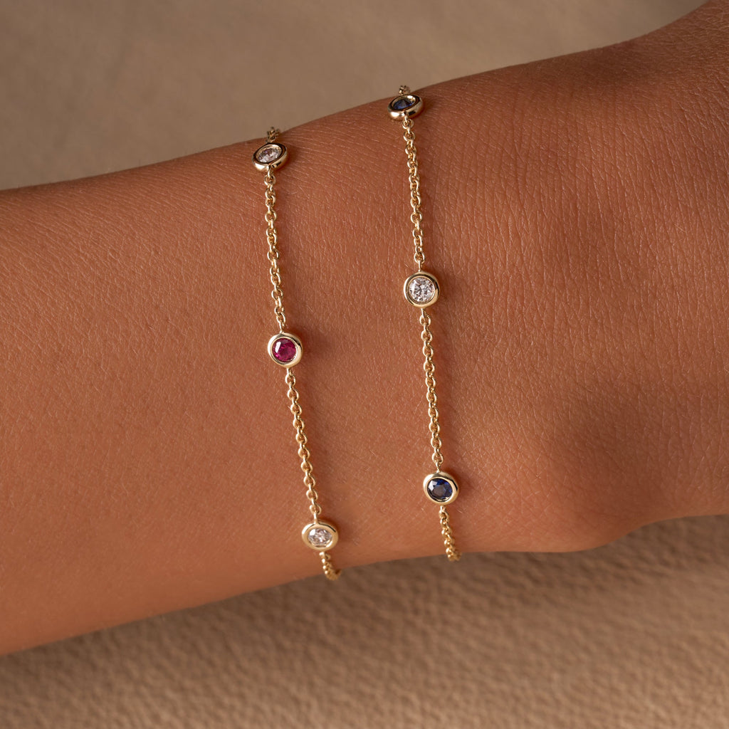 Alternating Diamond Bezel Bracelet