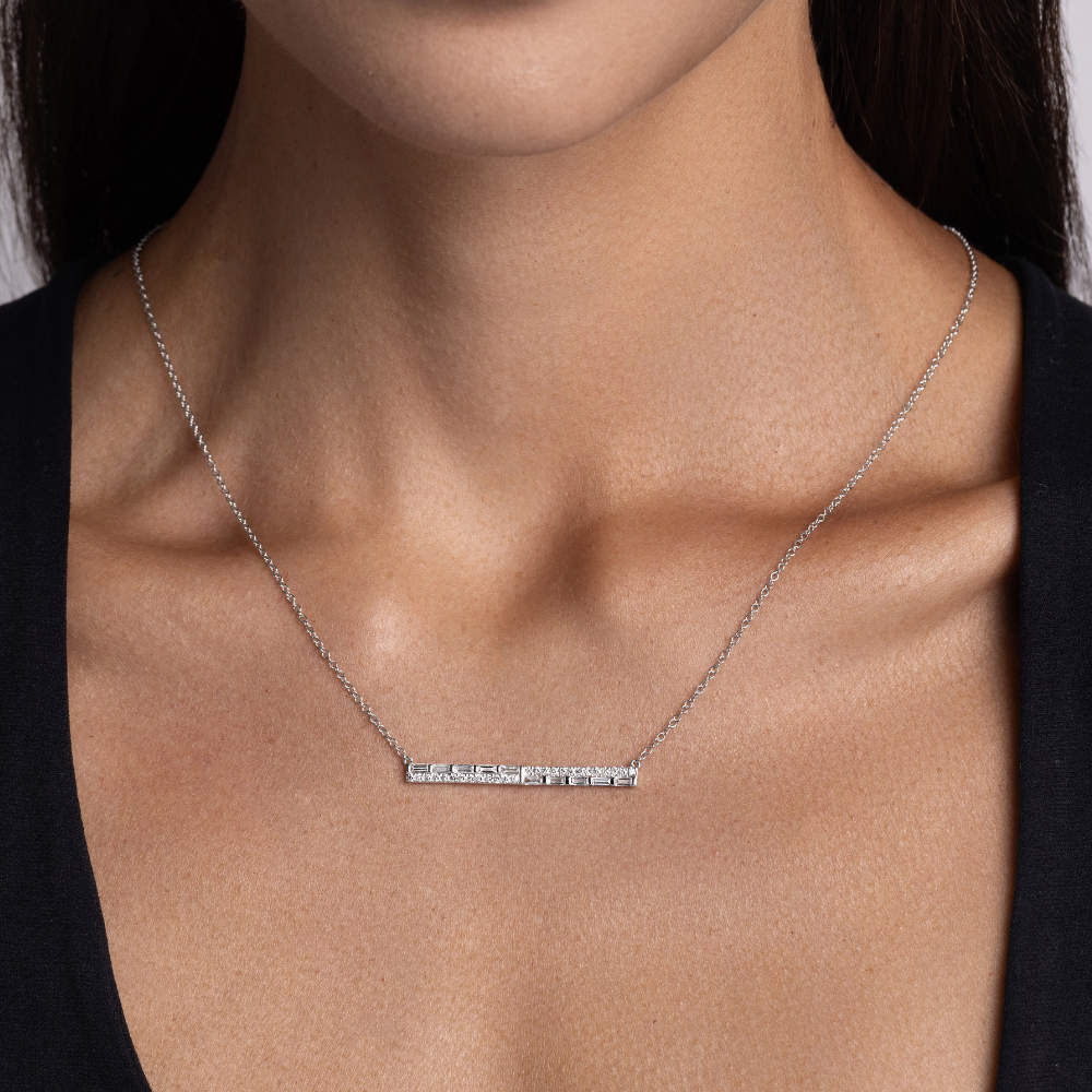 The Diamond Baguette Bar Necklace