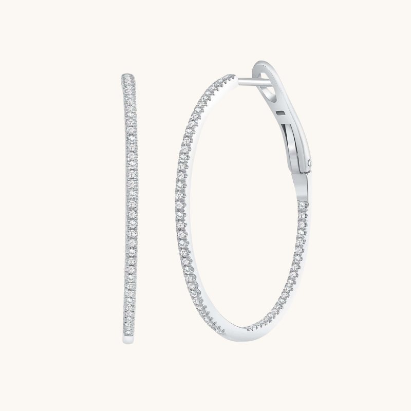 Skinny Diamond Hoop Earrings - Happy Jewelers Fine Jewelry Lifetime Warranty