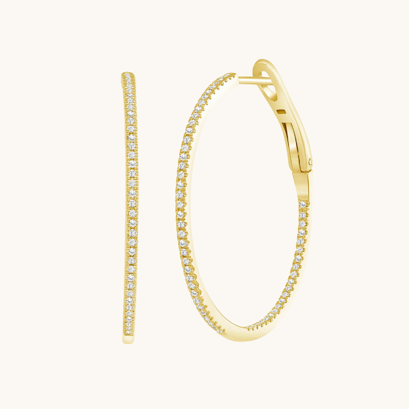 Skinny Diamond Hoop Earrings - Happy Jewelers Fine Jewelry Lifetime Warranty