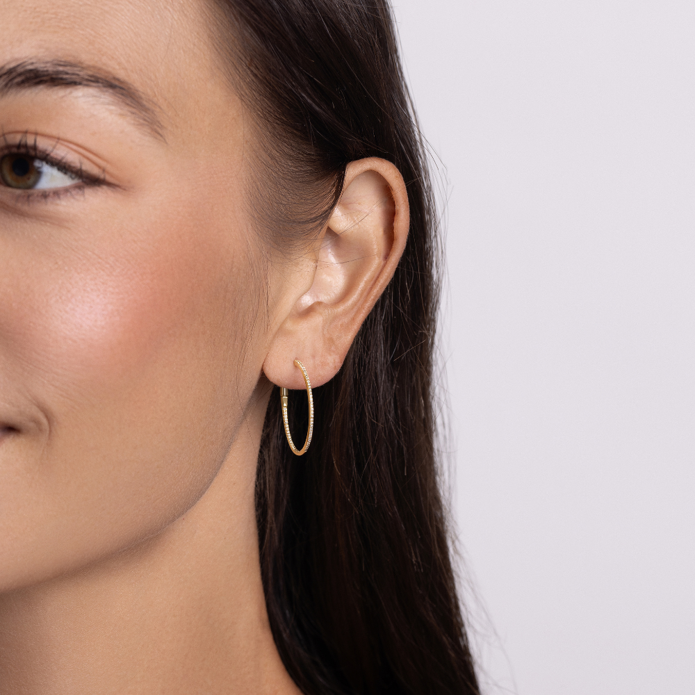 Skinny Diamond Hoop Earrings