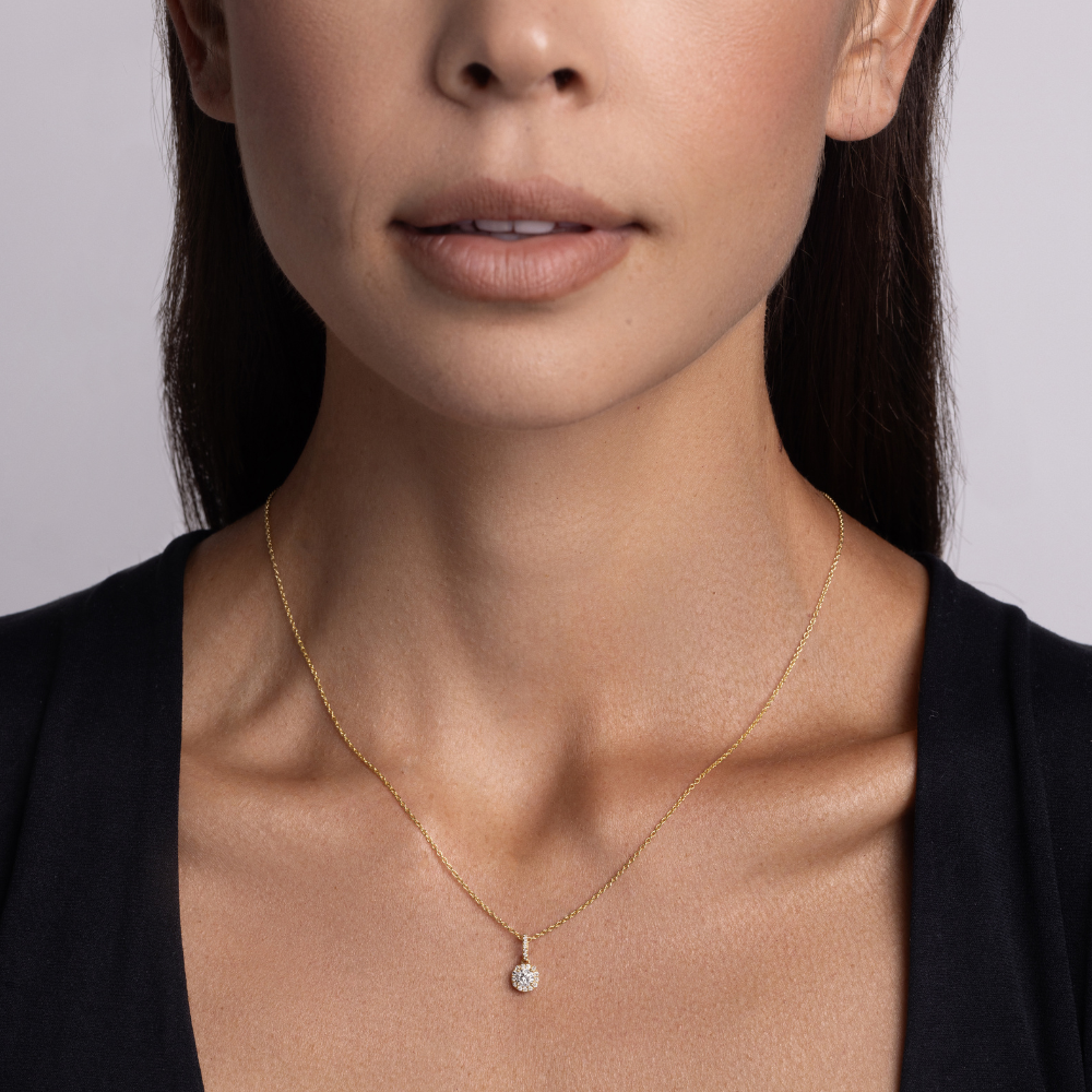 The Angelina Diamond Halo Pendant