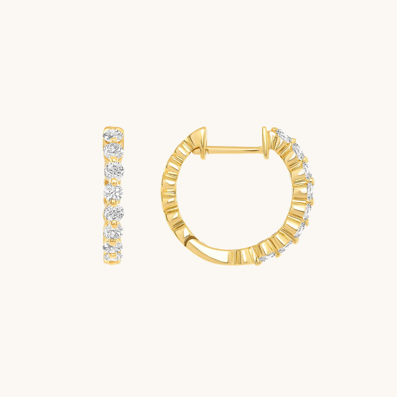 Shared Prong Mini Diamond Hoop Earrings