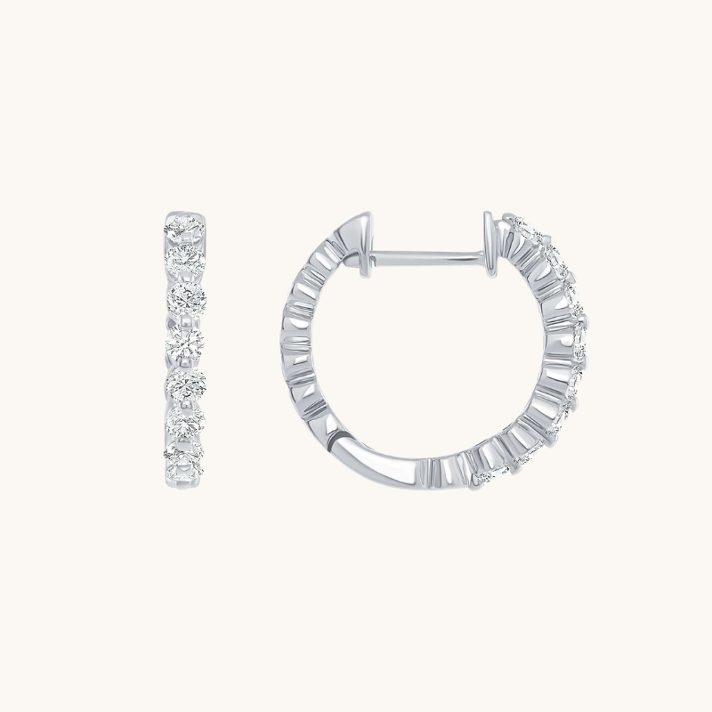 Shared Prong Mini Diamond Hoop Earrings