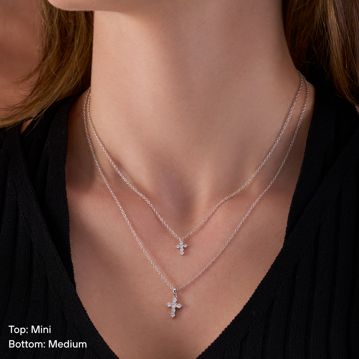 6 Stone Diamond Cross Necklace