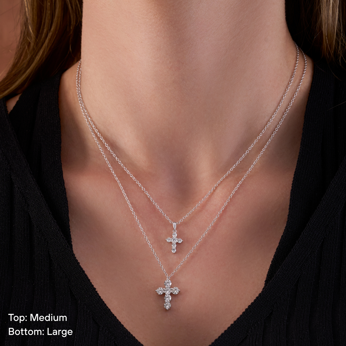 6 Stone Diamond Cross Necklace
