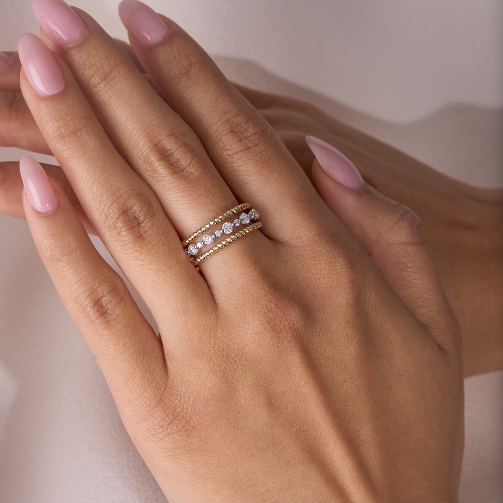 Double Cable Diamond Halfway Band
