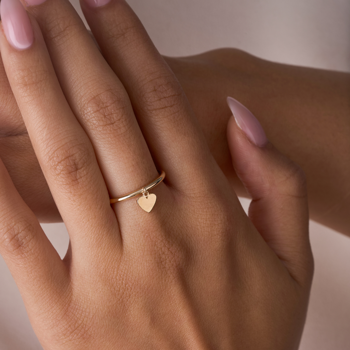 Engravable Heart Charm Ring