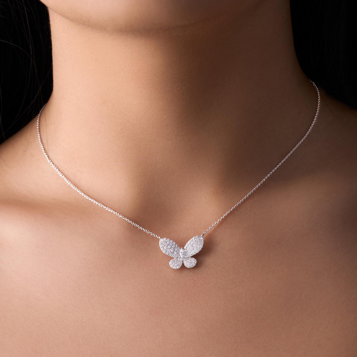 Pave Lab Diamond Butterfly Necklace - Happy Jewelers Fine Jewelry Lifetime Warranty