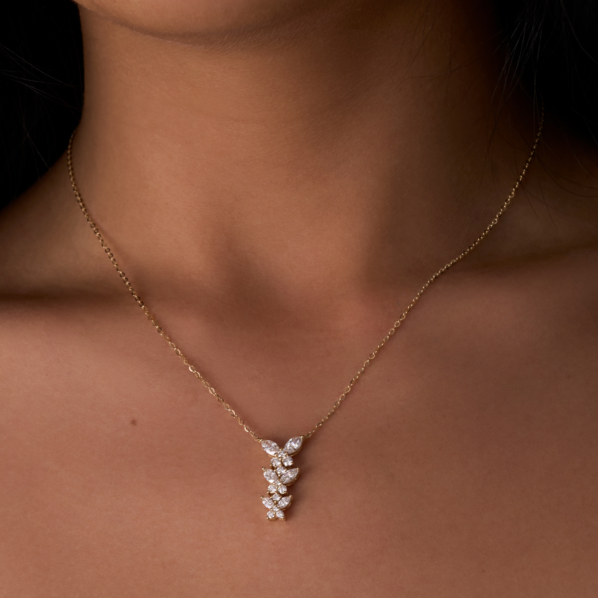 Butterfly Lab Diamond Drop Pendant Necklace