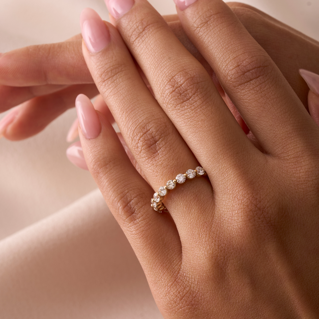 Medium Round Shared Prong Lab Diamond Eternity Band