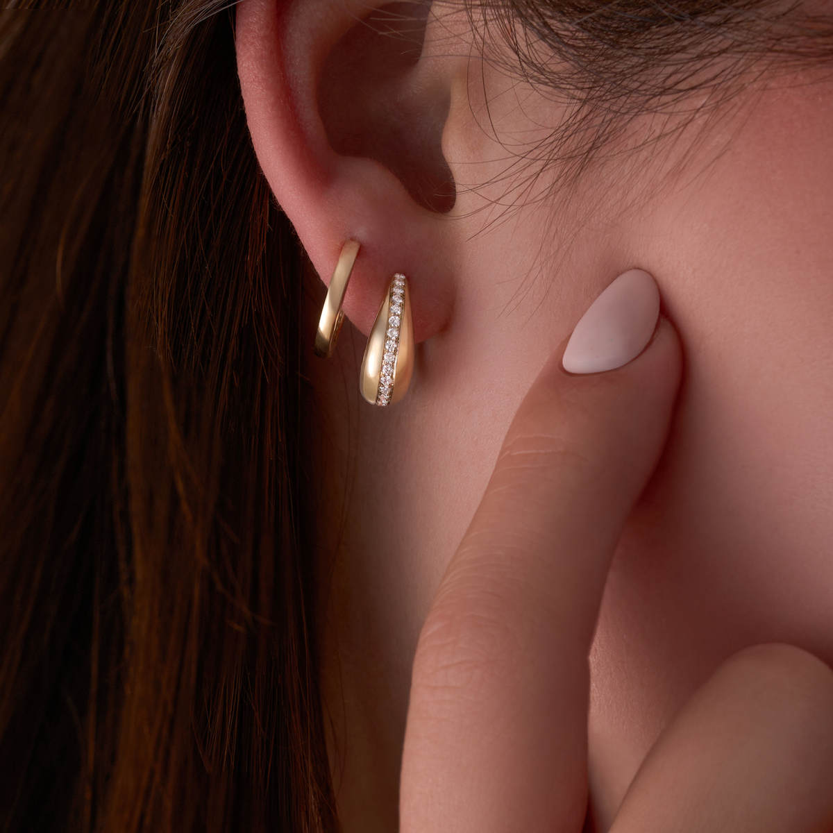 Chunky Diamond Huggie Earrings
