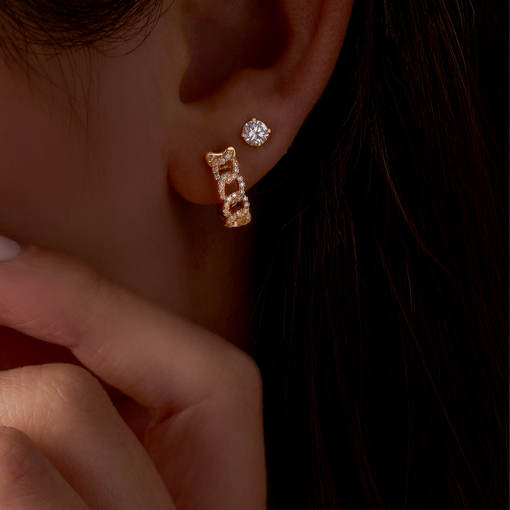 The Gianni Diamond Chain Huggie Earrings
