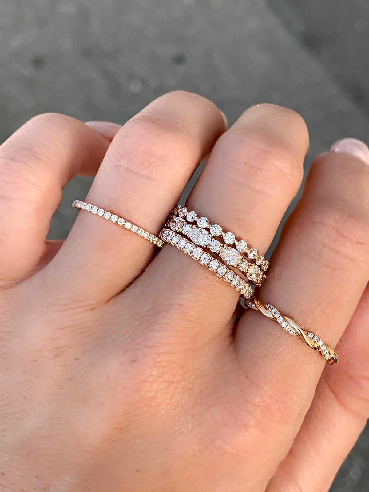 Oval + Round Diamond Eternity Band