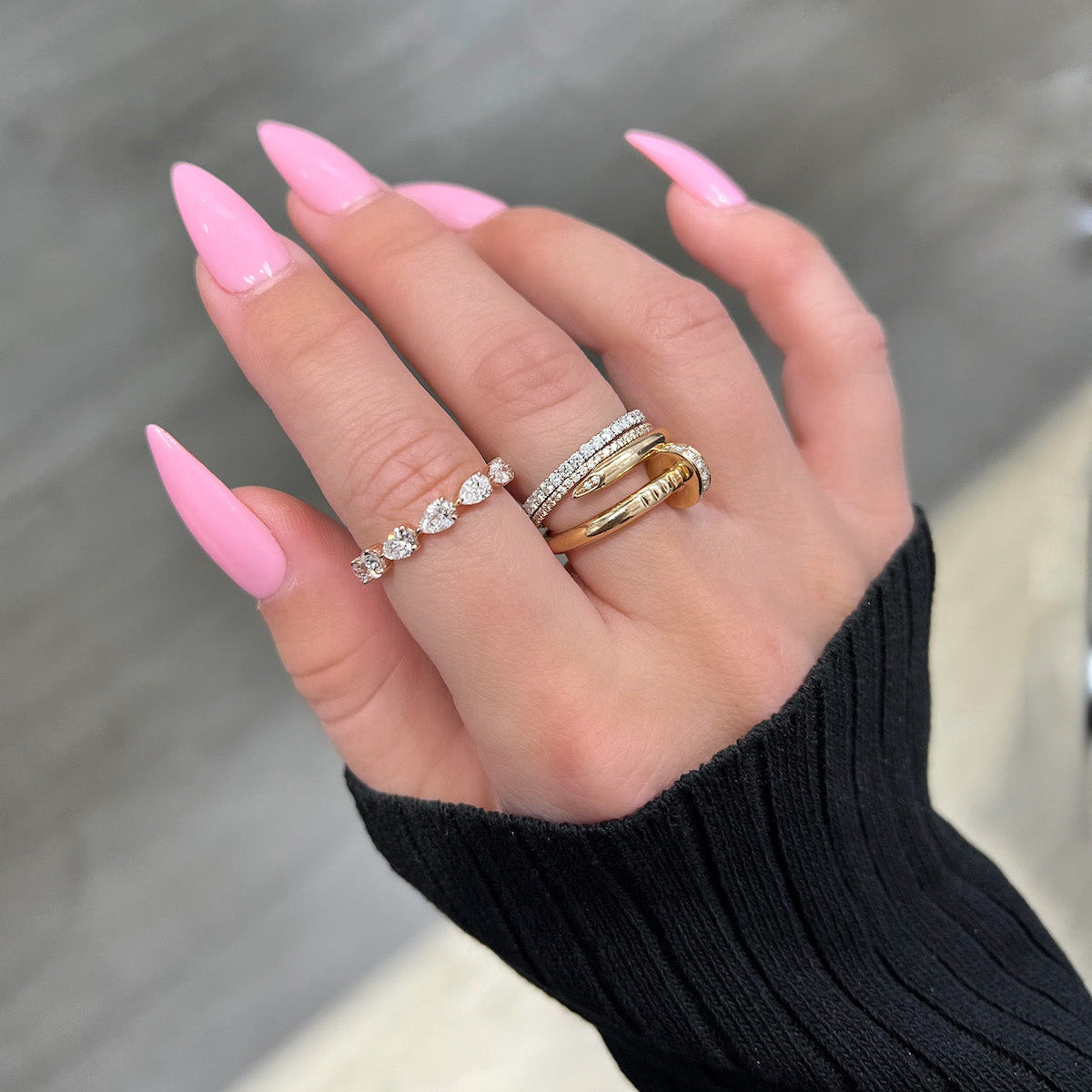 East-West Diamond Pear Shape Eternity Band